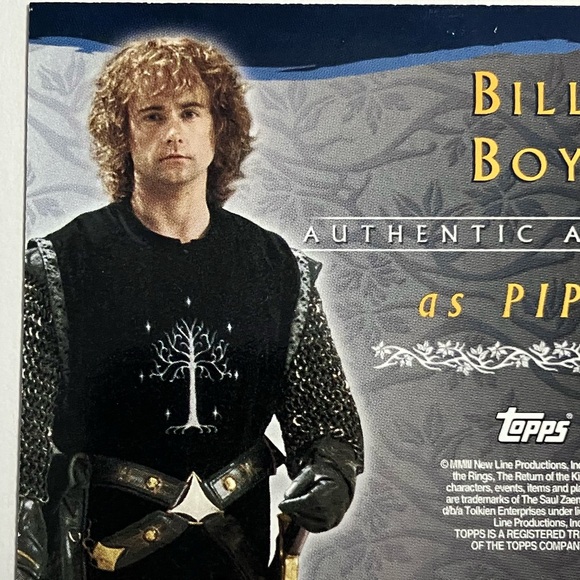 BILLY BOYD AUTOGRAPH CARD / Pippin From LOTR: Return Of The King / Topps / 2003 - Picture 5 of 7